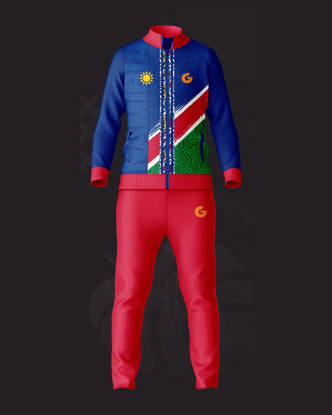 Red and Blue Tracksuit
