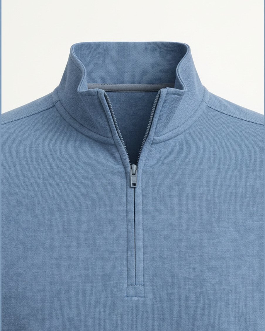 Travel Quarter Zip, construction and finishing detail